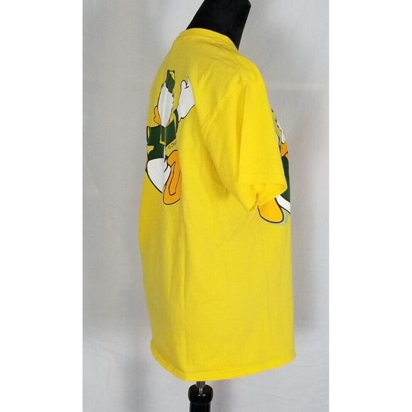 University Of Oregon Shirt Donald Duck Men Medium Disney Yellow Front Back Print - Picture 8 of 9